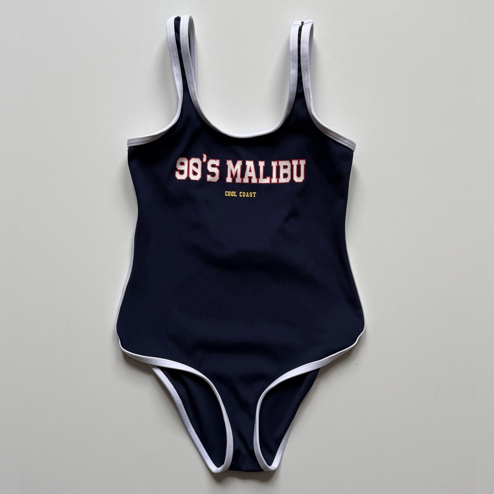 Zara Girls 90’s Malibu Navy Retro Swimsuit - Size 6-7